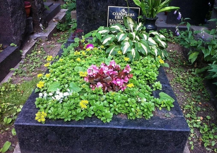 Пример украшения могилы цветами - фото 3